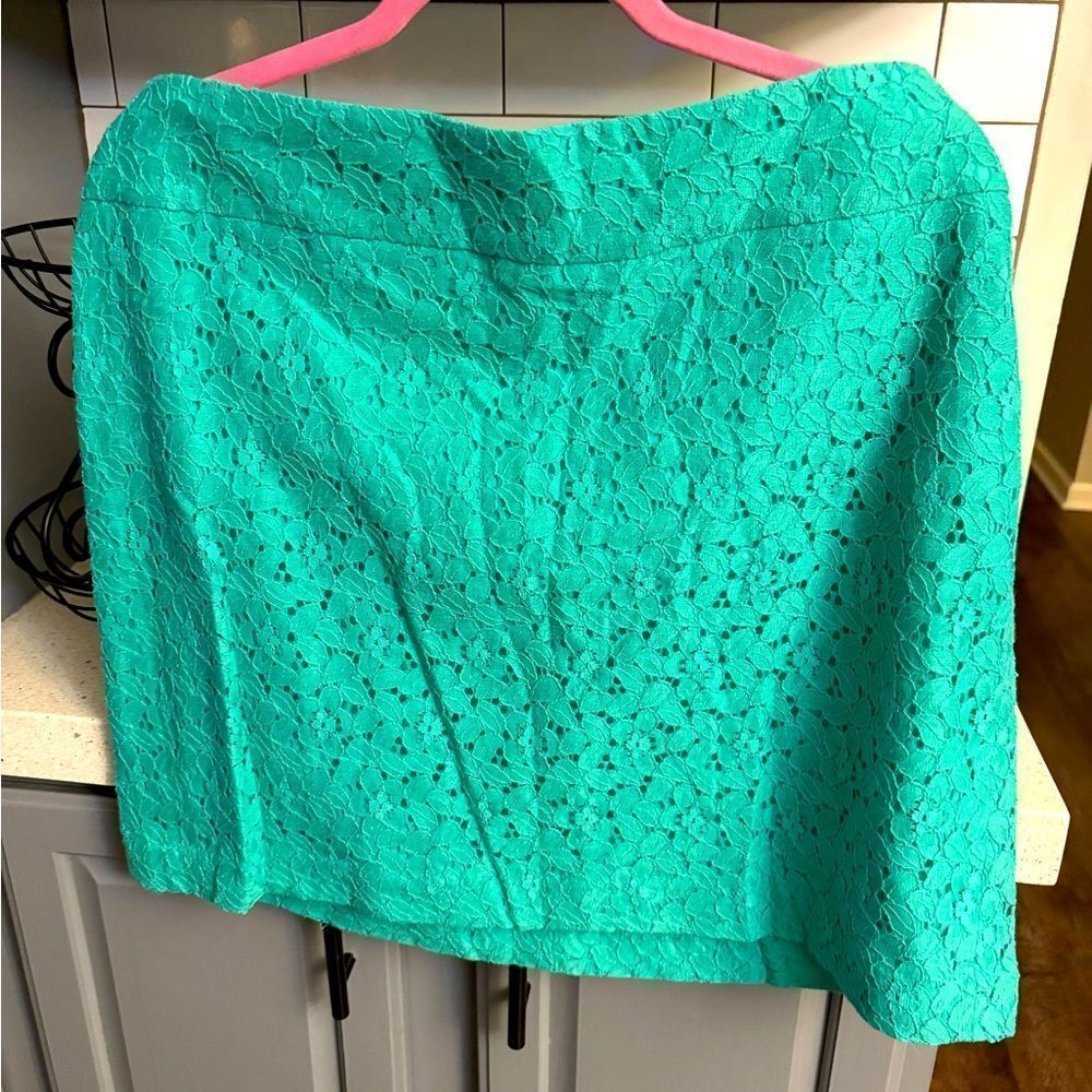 Vibrant Teal Lace Skirt, by Loft, size 14, NWT